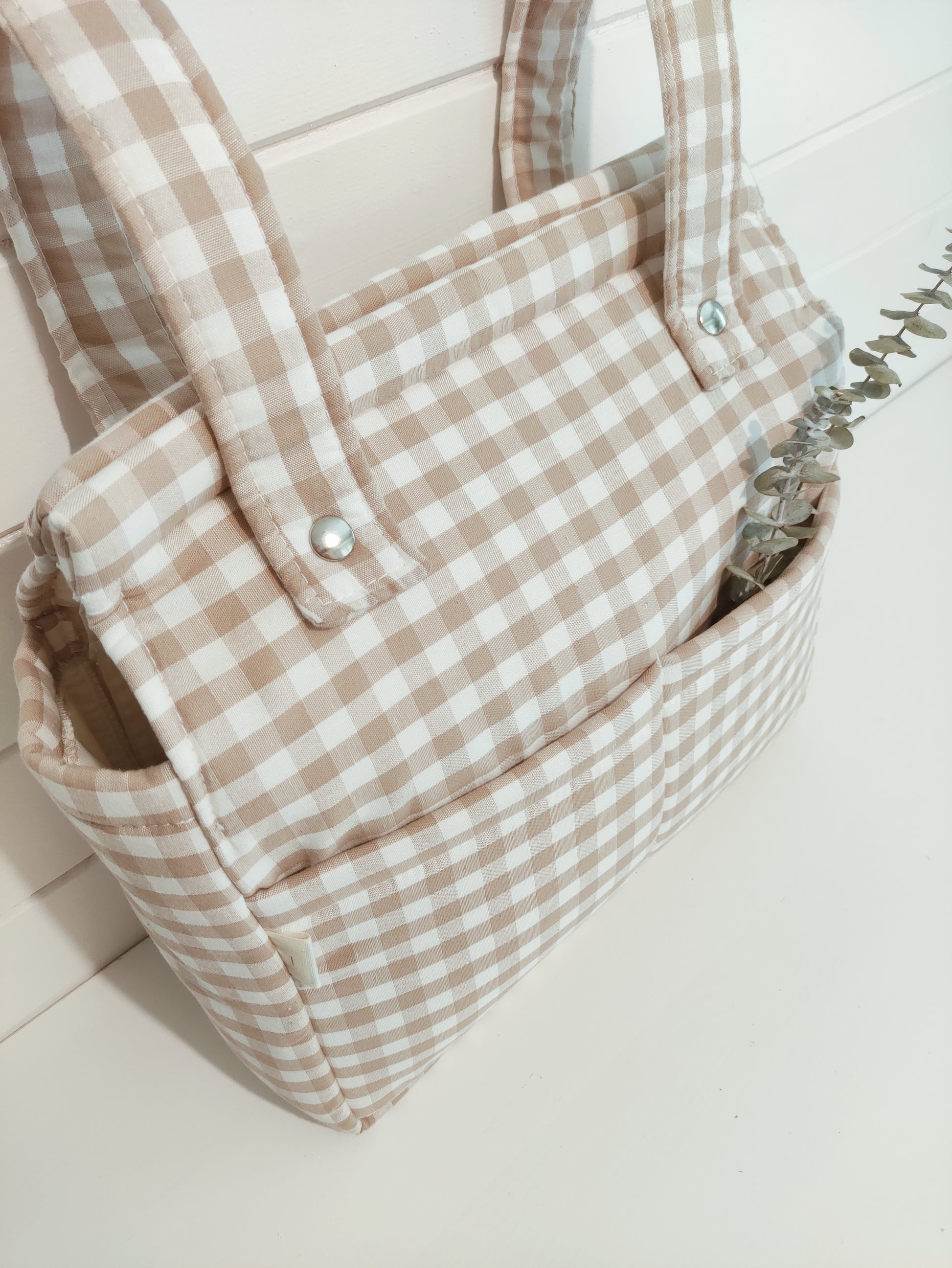 Bolsa panera de algodón vichy - Bolso carro - Talega carrito de bebé -  Nenel (Arena) : : Bebé