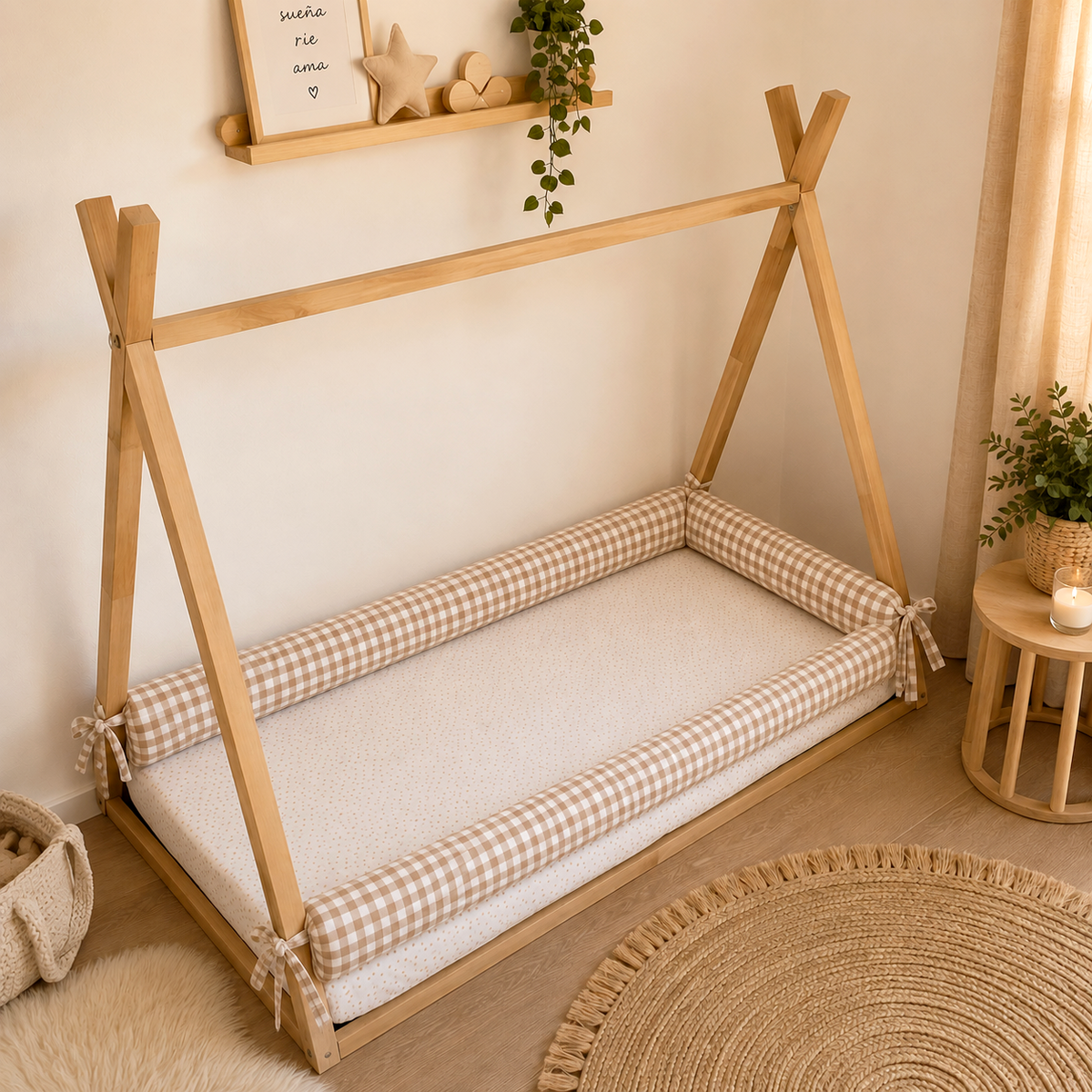 Pack 3 protectores montessori Vichy beige